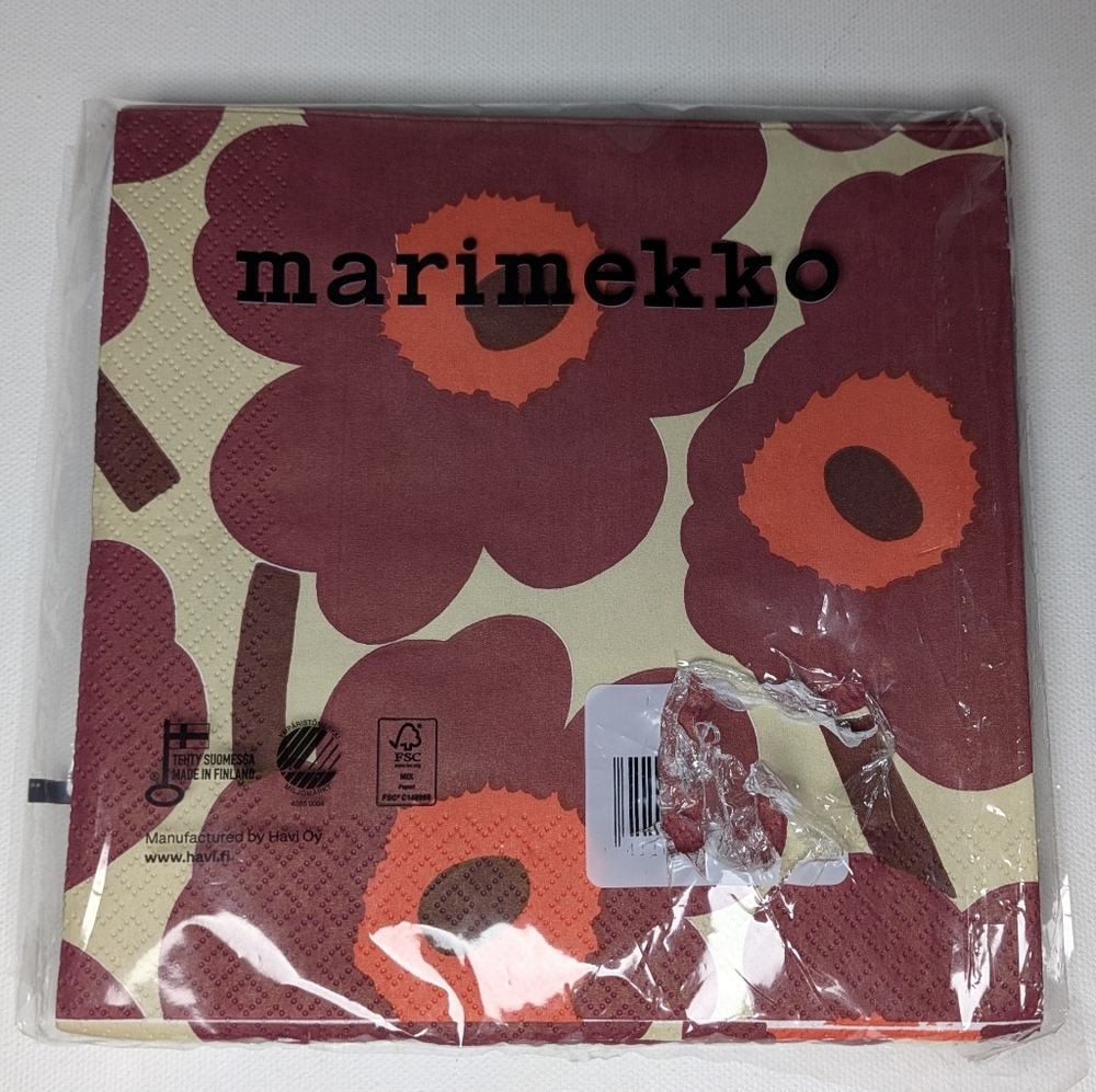 Marimekko 2 Pack Res Unikko Paper napkins 33x33cm 6.5" Dining Retro Floral - Picture 5 of 7